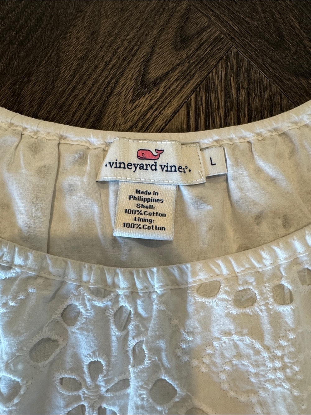 Vineyard Vines White Eyelet Lace Peasant Blouse - Picture 2 of 4